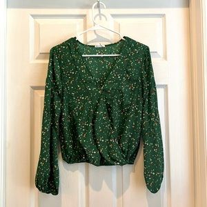 Sienna Sky Small Green Floral Blouse Long Sleeve